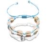 2Pcs Retro Style Beach Tortoise Shell Beads Push-pull Anklet Chain Set