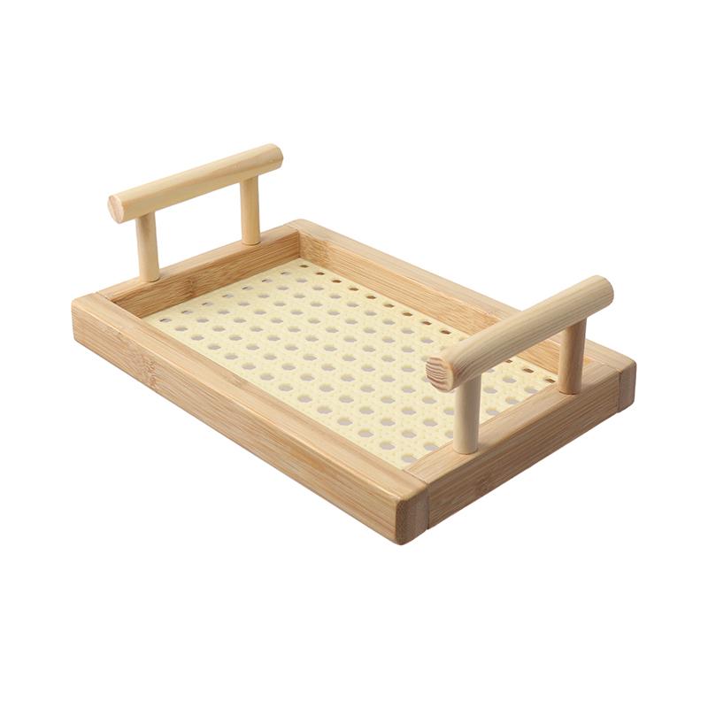 1PC Eco-Friendly Minimalist Tableware Handled Tray Natural Bamboo Serving Tray Modern Kitchen Tray Home Decor