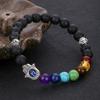 Trending Evil Eye Beaded Volcanic Rock Palm Bracelet