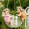 Kleiner Engelsstatue Miniatur Feenfigur Harz Pflanztopf Halter für Feengarten Terrasse Rasen Hof Ornamente