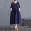 Short Sleeve Plus Size Cotton Vintage Floral New In Dresses for Women Casual Loose Long Summer Dress