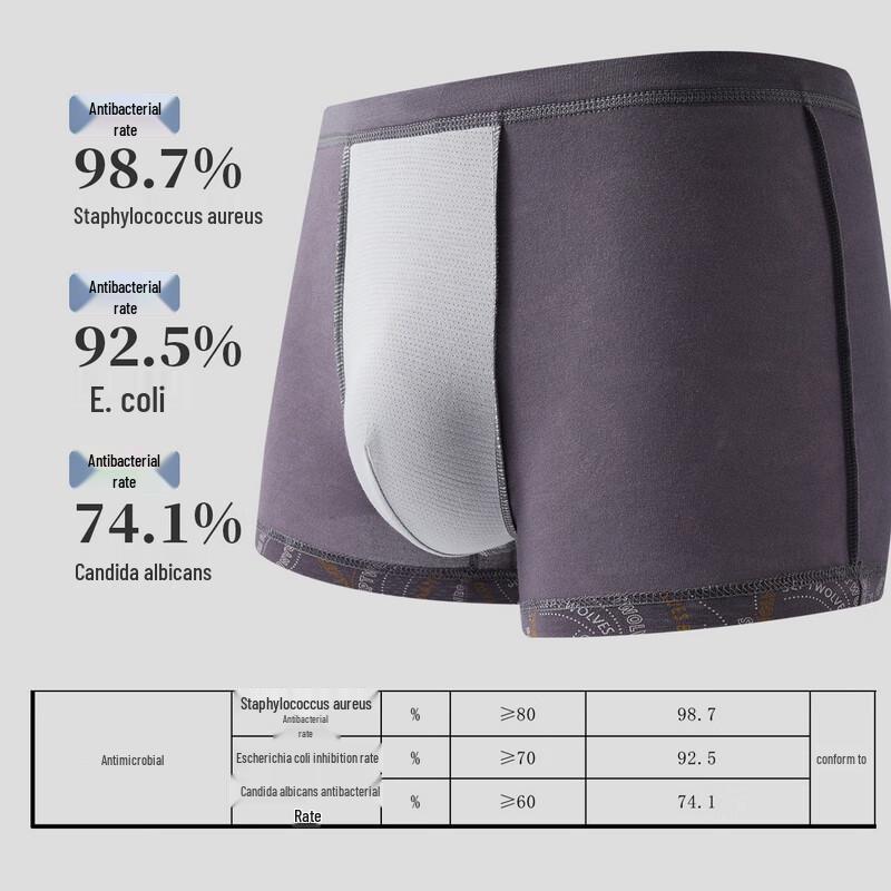 SEPTWOLVES Men's Letter Print Antibacterial Boxer Briefs 3-Pack