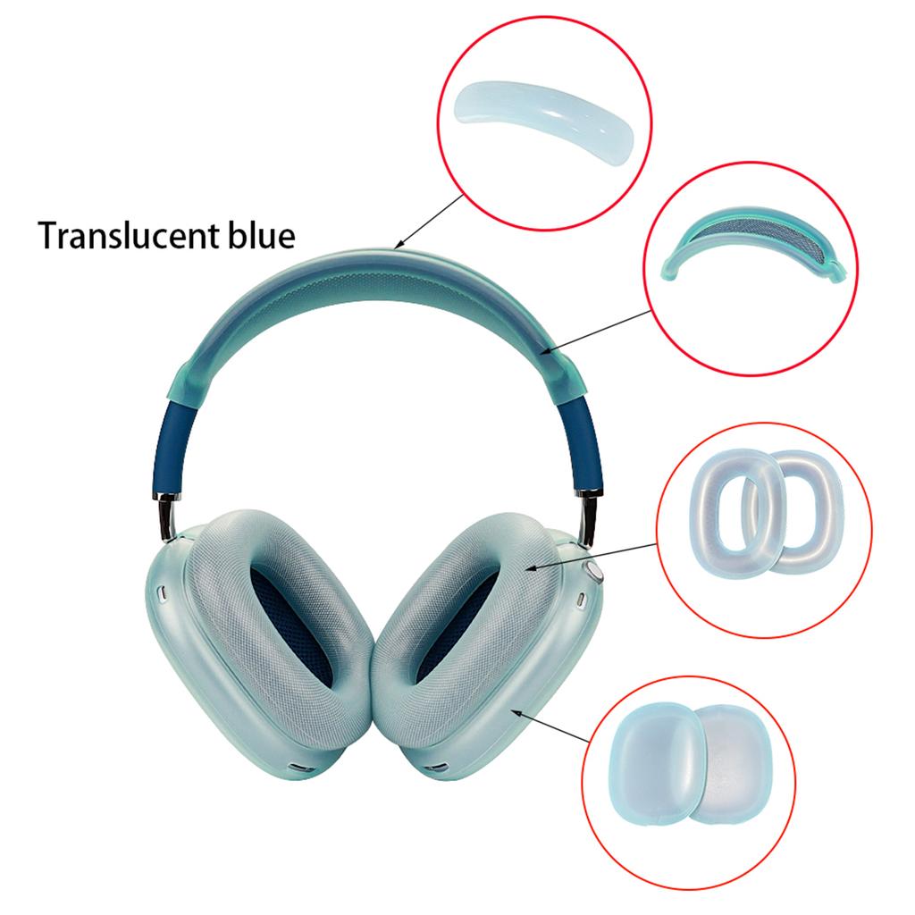 Silikonové pouzdro pro sluchátka AirPodsMax, odolné proti poškrábání, náušníky, kryt/kryt na hlavový most 4 v 1