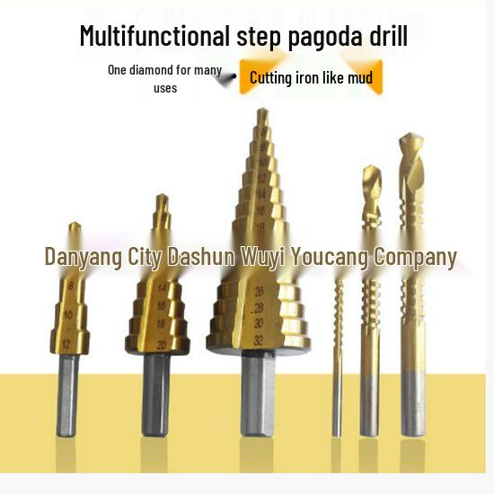 4241 HSS Titanium-Coated Hex Shank Step Drill Bit with Straight Flutes