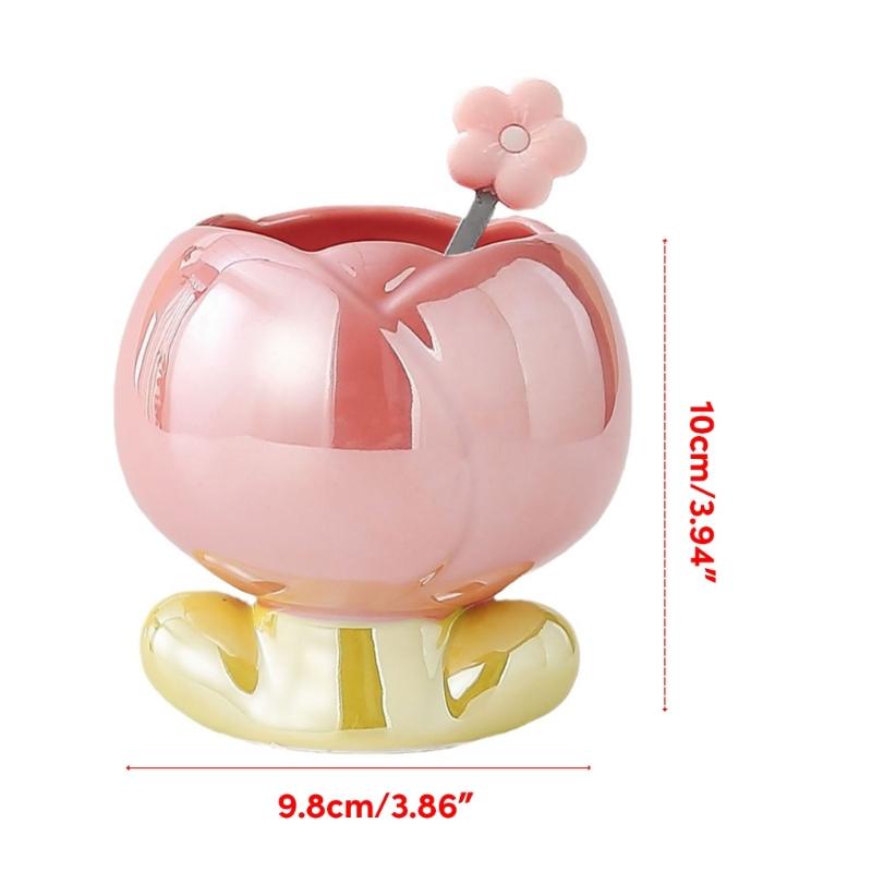 Modische Keramiktassen Wasserbecher Eisbecher Schöne Milchtassen Blume Kaffeetasse Keramikmaterial für Wasser Milch