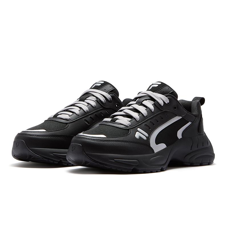 FILA Fusion Raceup Breathable Low-Top Casual Shoes Men sneakers Black Silver T12M531601FBS