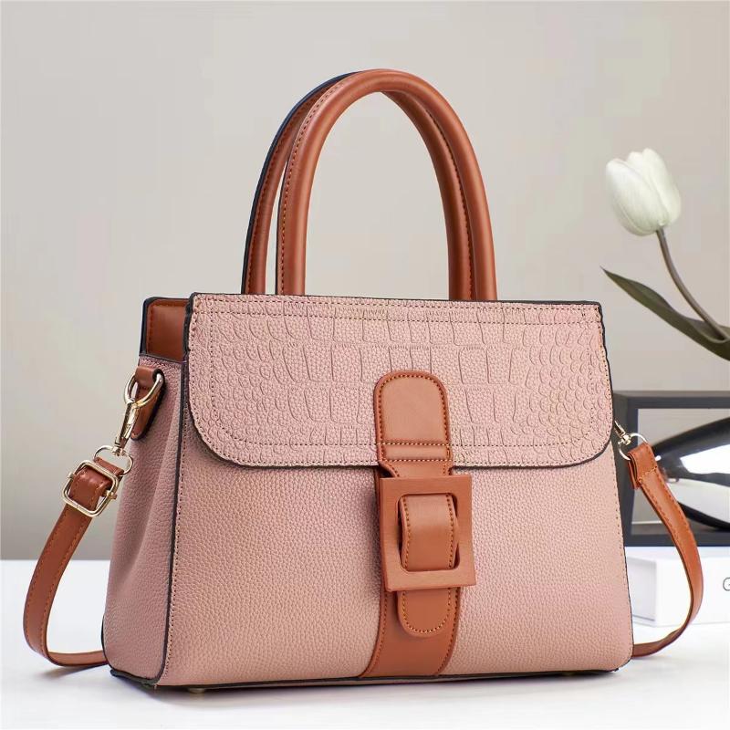 Contrasting Color Stone Pattern, Simple Leather Texture, Personality and Large Capacity, Shoulder Crossbody Big Bag