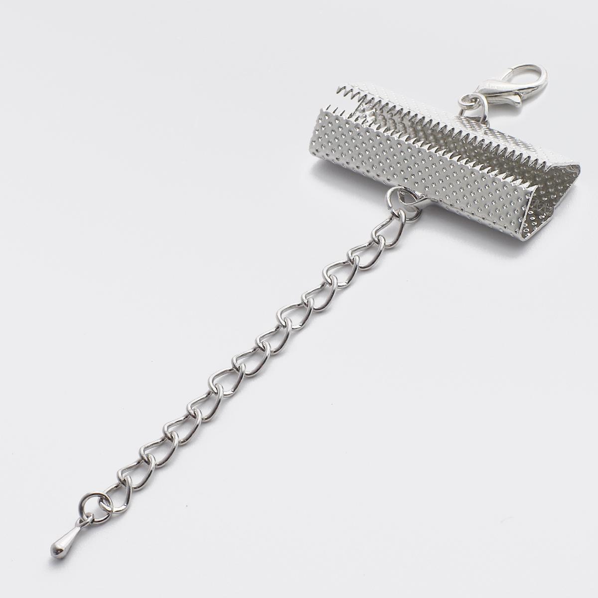 

10 шт. кожаный шнур конец застежка цепи карабины застежки соединители для браслета DIY ювелирные изделия изготовление фурнитуры 35mm роман серебряный