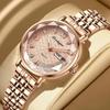 Guarda le donne di nuova moda di lusso in acciaio inossidabile braccialetto da polso semplici orologi da donna luminosi impermeabili in oro rosa