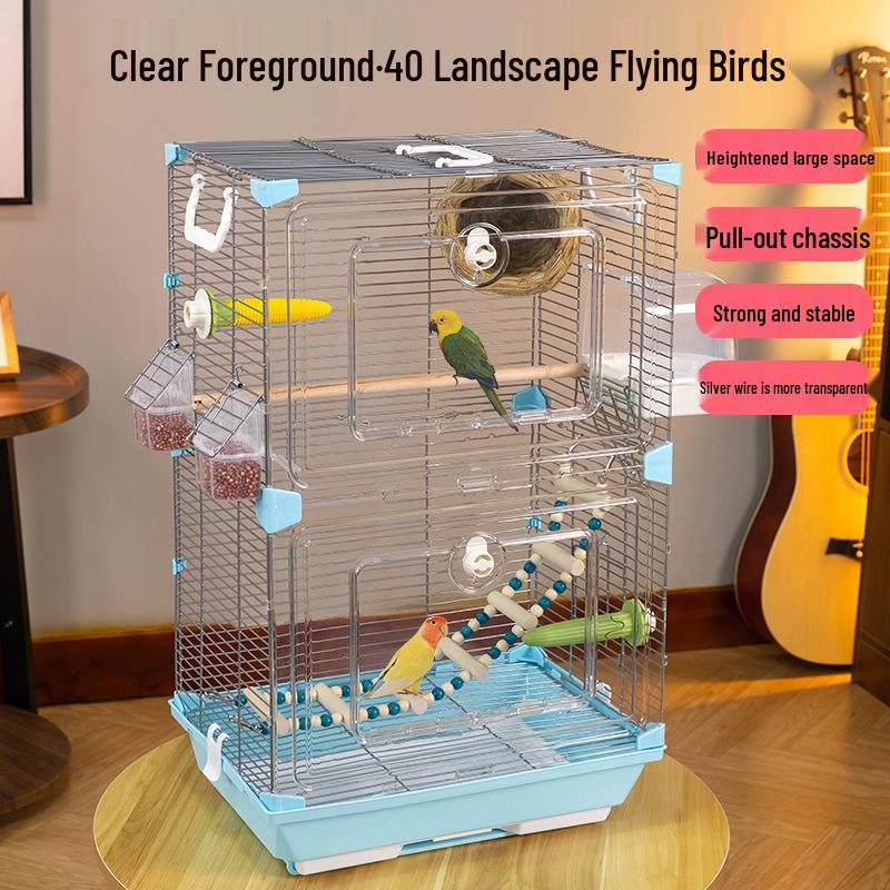 Acrylic Parrot and Budgie Cage: Large Ornamental Villa for Cockatiel, Finch & More