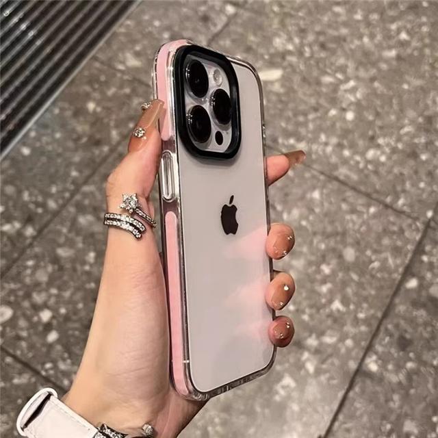 For iPhone 16 Pro Max Luxury Transparent Color Frame Phone Case For iPhone 15 14 13 12 11 Pro Max X Xs Xr Soft Protective Cover