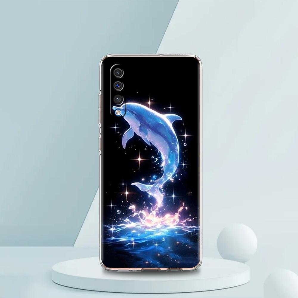 Ocean Animal Dolphin Transparent Phone Case for Samsung Galaxy A16 A14 A12 A22 A24 A42 A02 A03S A06 A50 A20 A30 A40 Soft Cover