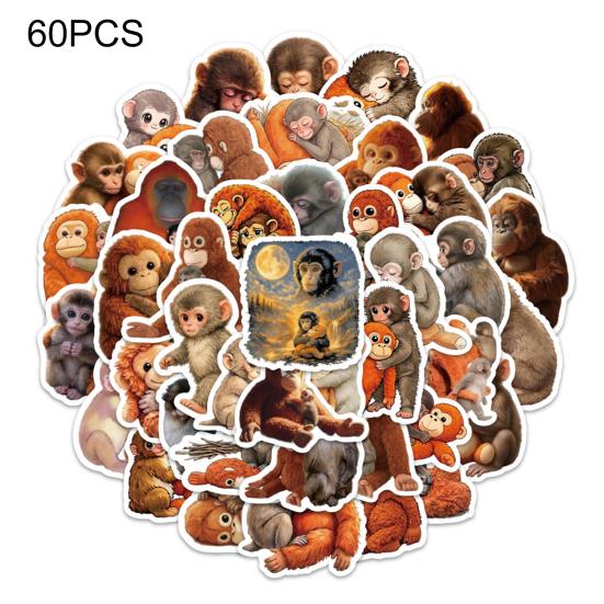 60Pcs Punch Monkey Cartoon Vinyl Sticker Set Fun Inspirational Waterproof Decals for Laptops Water Bottles Luggage Fun Expression Stickers