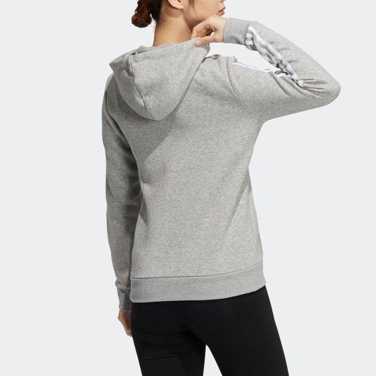 Adidas Striped Logo Casual Sports Hooded Jacket Women Jacket Gray GV6021