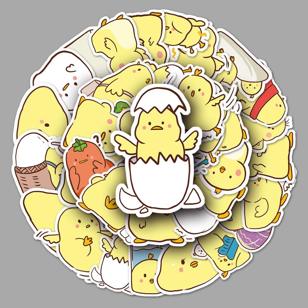 50 Hand-Painted Cute Chick Cartoon Animal Stickers for DIY Water Bottles & Phone Cases