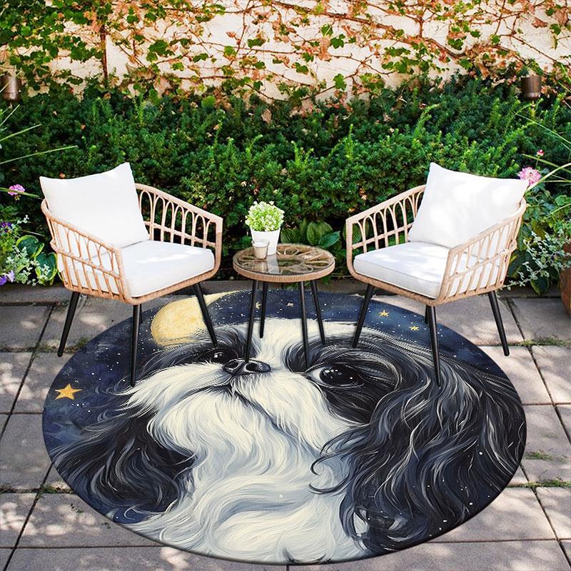 Shih Tzu Pattern Round rug,Carpet Rug for Living Room Bedroom Playroom ,Non-slip Floor Mat,Holiday Gifts and Birthday Gifts.