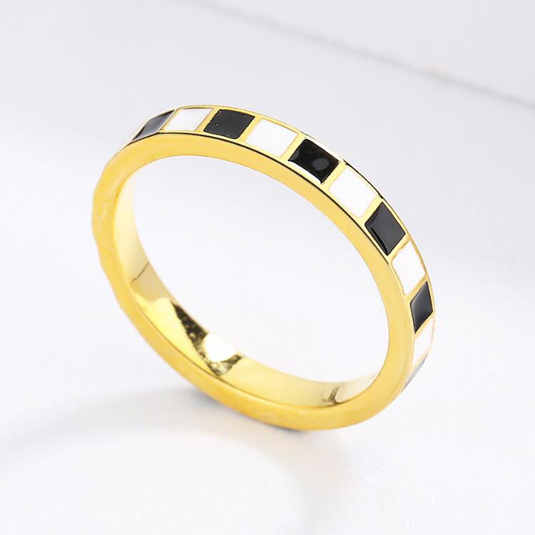 New Fashion Enamel Ring Checkerboard Fashion All Kinds of Personalized Casual Girl Ring