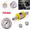 3/8" Inch Fuel Line Oil Pressure Gauge Sensor 0-140PSI with In-Line T-fitting Adapter Connector Aluminum Auto Car Accessories