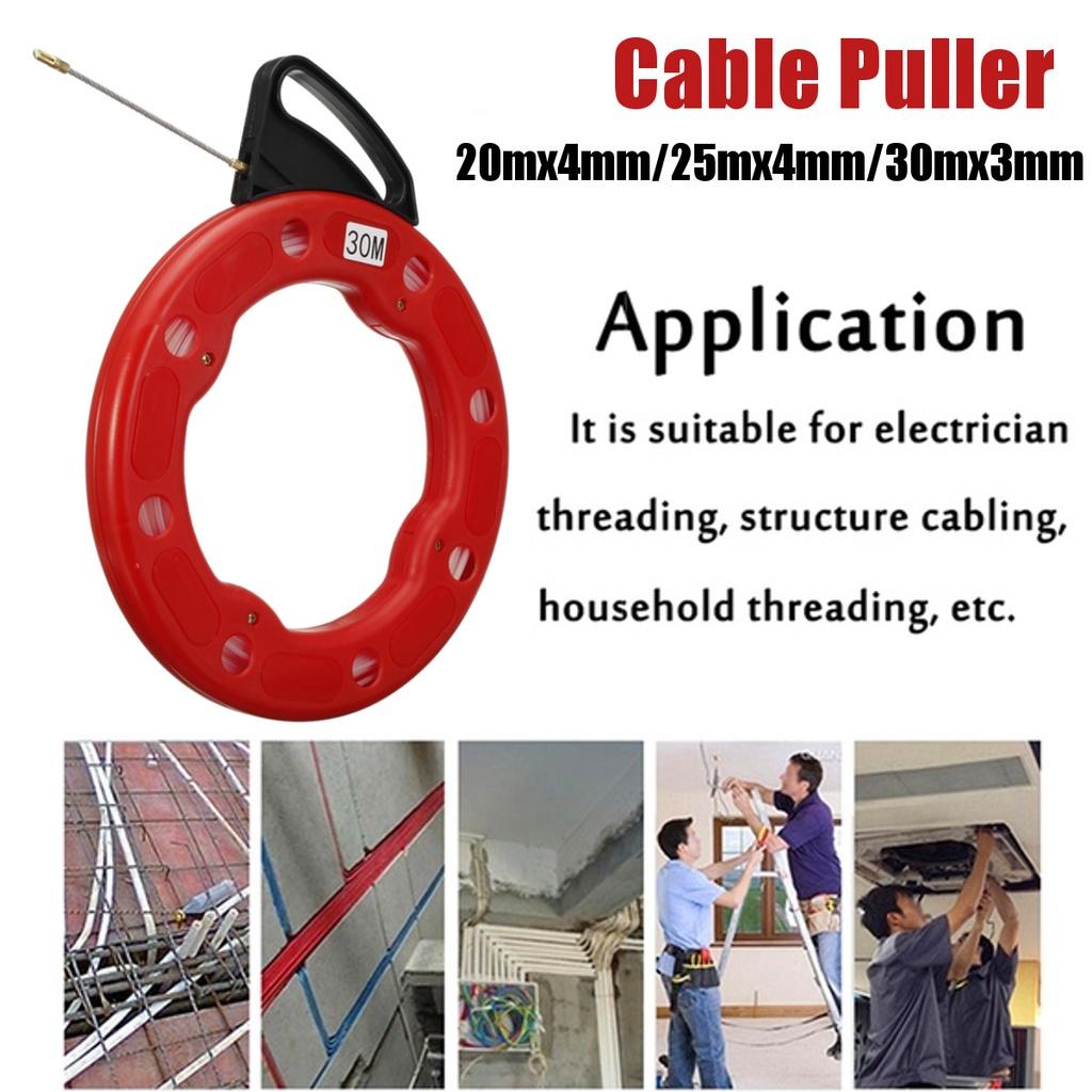 New Fiberglass Fish Tape Reel Puller Conduit Ducting Rodder Pulling Wire Cable Red Ducting Rodder Pulling Wire Cable Puller Nylon Fiberglass +ABS
