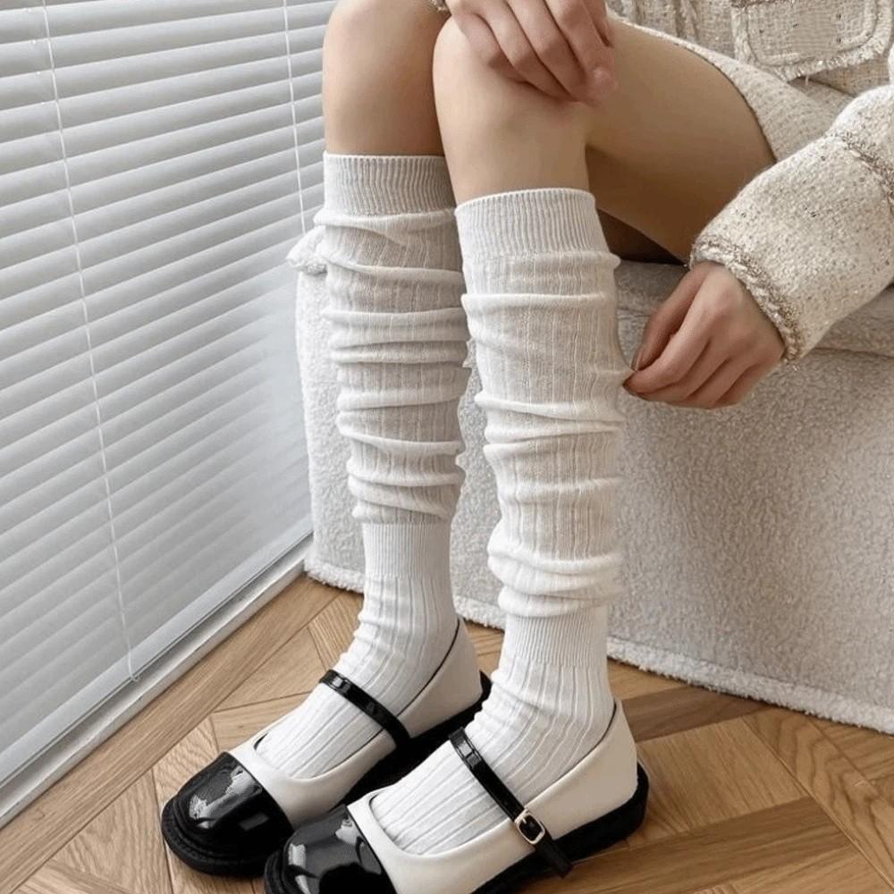 1pair Loose Long Stockings Breathable Mid-Calf Socks Sweet Lolita Ballet Stockings Women