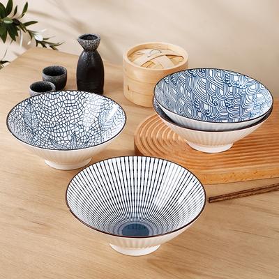 Japon ve Kore 8 inç şapka Kase Seramik net kırmızı ramen kasesi ev tipi çorba kasesi büyük boynuz kase sır altı rengi