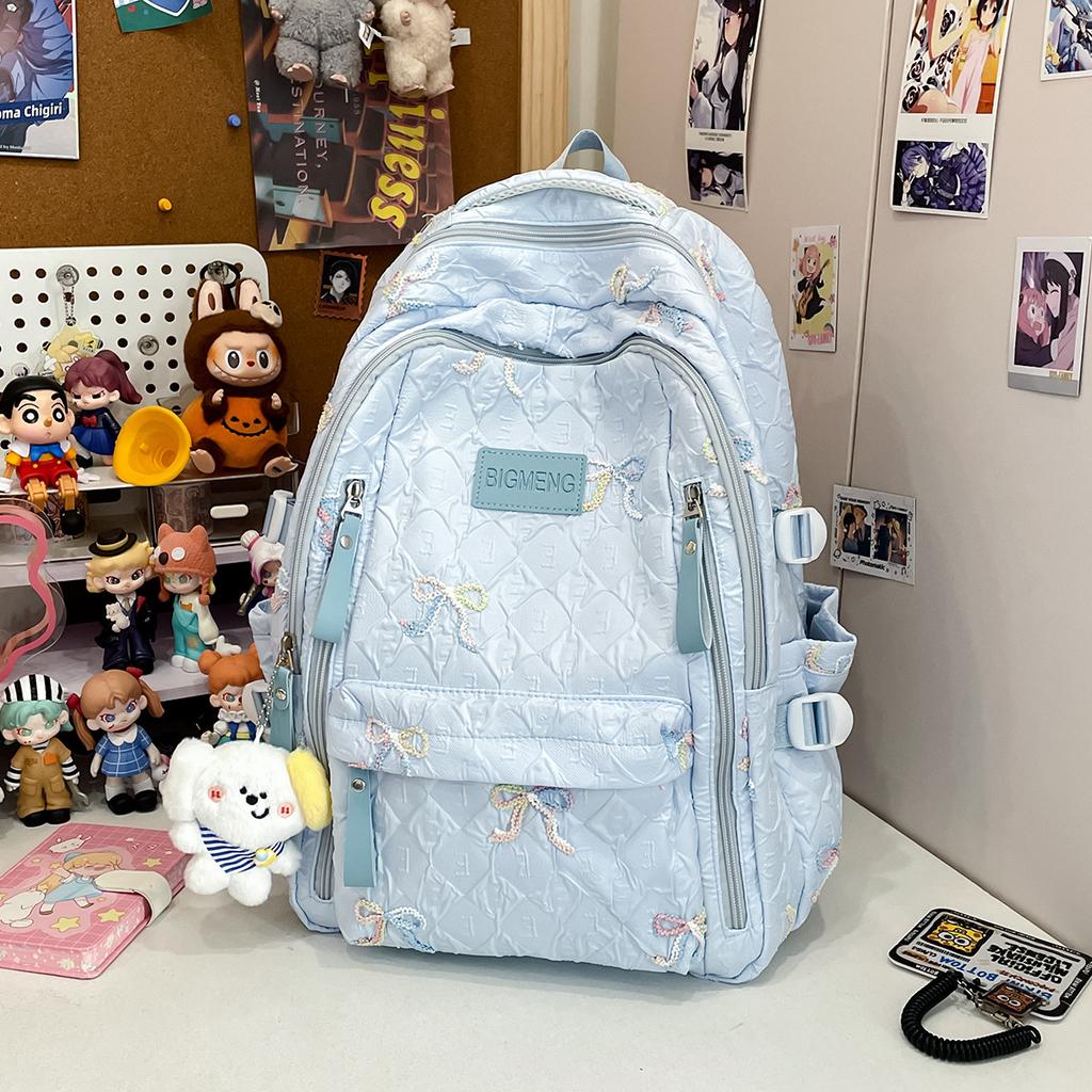 Small fresh schoolbag female cute college student backpack high value bow junior high school student versatile large capacity backpack