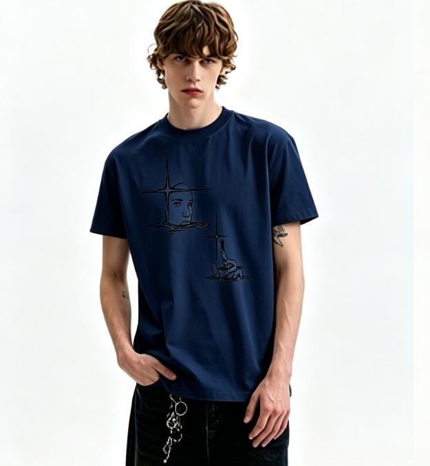 Surreal Sketch Figure Star Graphic T Shirt Abstract Art Streetwear Oversized Short Sleeve Casual Tops Unisex