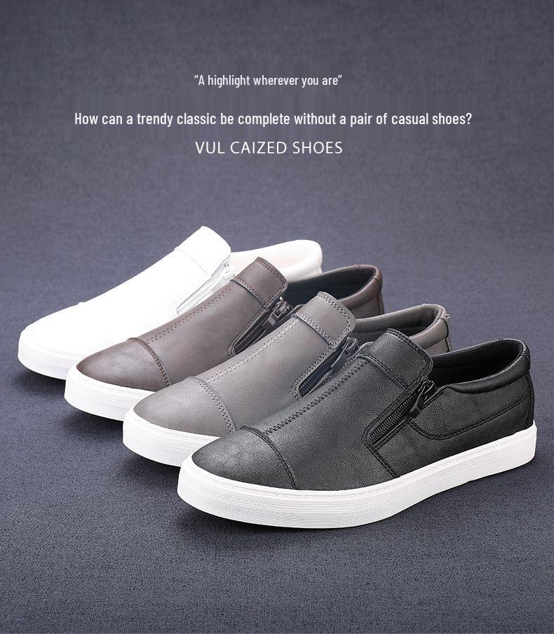 Korean Style Men's Breathable Leather Low-Top Casual Shoes - Soft Sole & Versatile Design for Spring/Summer.
