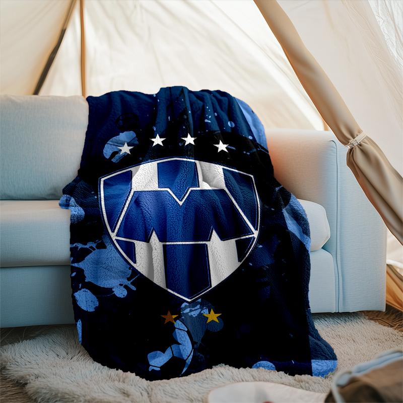 1PC C.F.Monterrey Football Crest Art Printed Soft Flannel Blanket Throw for Adult Bedroom Living Room Sofa Camping Travel Fan Gifts Christmas Gifts