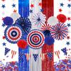 American National Day Party Decoration, Independence Day Paper Fan Flower Pennant Rain Curtain Set