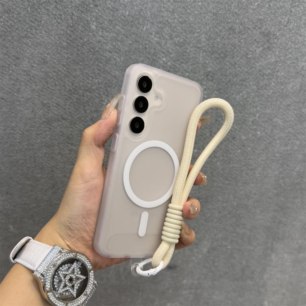 Matte Magnetic Hand Wrist Strap Case for Samsung Galaxy S26 S25 Ultra S24 Plus S23 FE A56 A55 A16 A54 A35 A15 Lanyard Slim Cover
