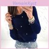 Cozy Women Plush Beaded Sweater Casual Solid Color Fur Sweatshirt With O-neck