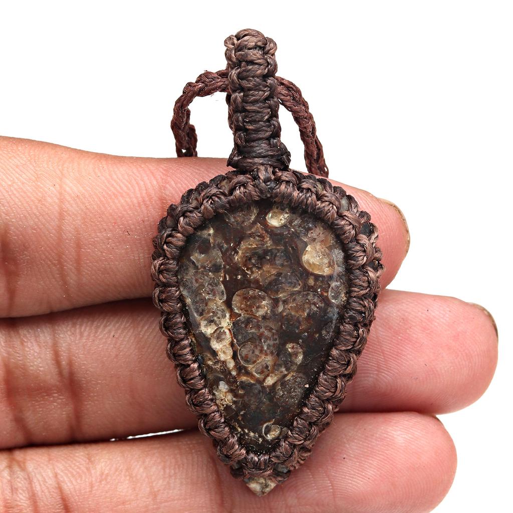 Macrame Thread Gemstone Handmade Jewelry 20-36''Ad Turtella Jasper Pendant