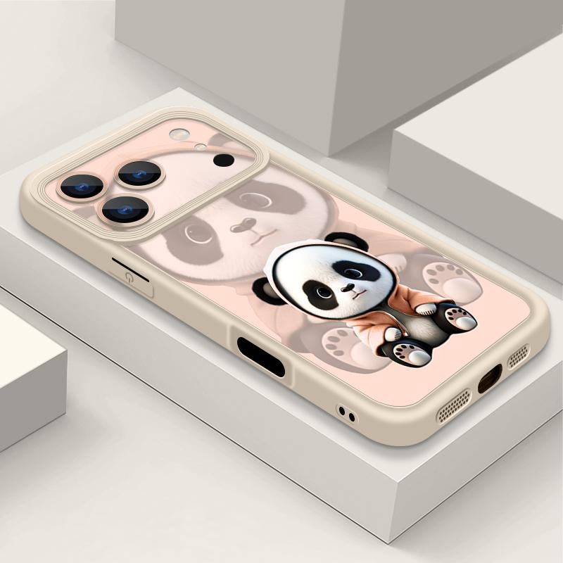 Black Coat Panda Pattern Case For iPhone 17 Pro Max Funda Shockproof Bumper Cover For iPhone 16 Pro Max 15 14 13 12 11 Air 16E