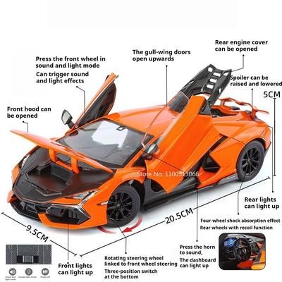1:24 Lambor Revuelto GT Toys Models Cars Wheel Pull Back Miniature Vehicles with Light Sound Miniature Model Collect Souvenirs