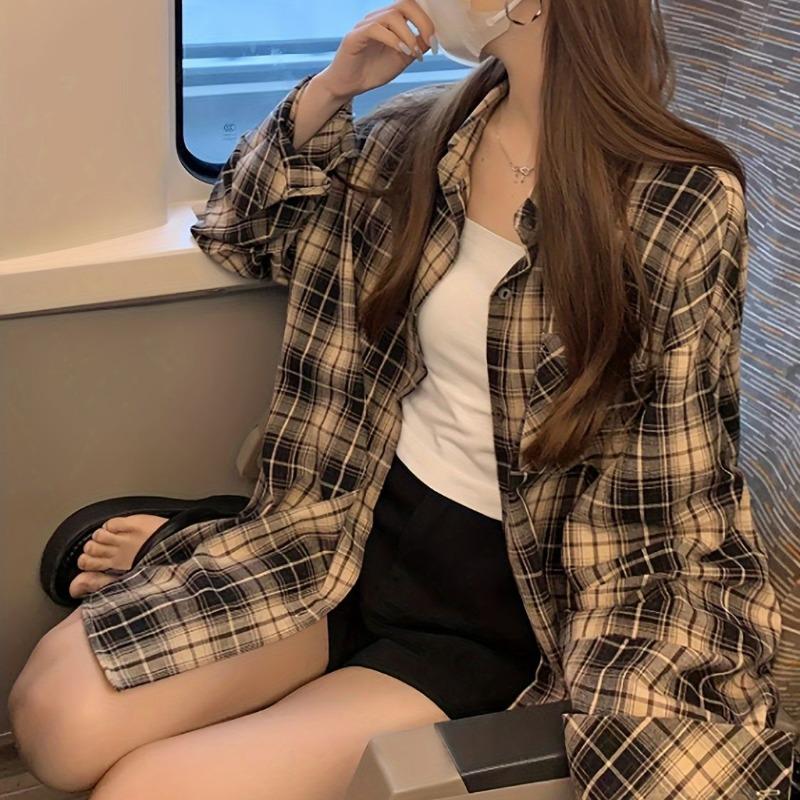 Черная клетчатая рубашка для женщин — фото 3