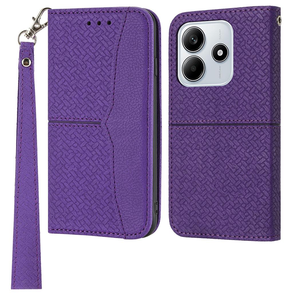 For Xiaomi Redmi Note 14 5G Case Woven Texture PU Leather Wallet Phone Cover