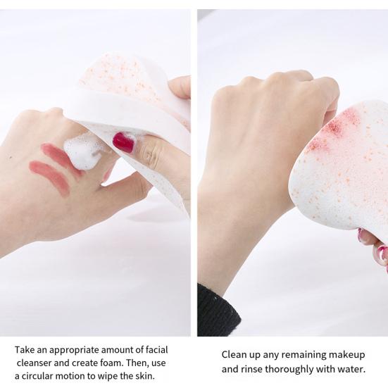 2Pcs Face Wash Sponge Portable Travel Reusable Lightweight Women Makeup Removal Facial Cleansing Gentle Exfoliating Pad Puff