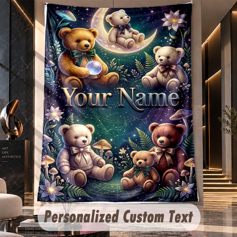 Teddy Bear (379) Theme Custom Tapestry Personalized Custom Name Text Wall Hanging Tapestry Home Decor Background Cloth