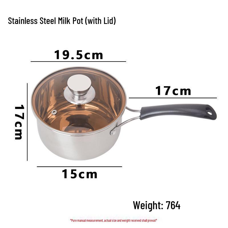 Stainless Steel Composite Bottom Milk and Soup Pot with Lid and Single Handle