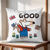 Cute Bobo the Mouse Cushion Cover Natural Linen Organic Fabric DoubleSided Printing Couch Pillow Covers Home Decor