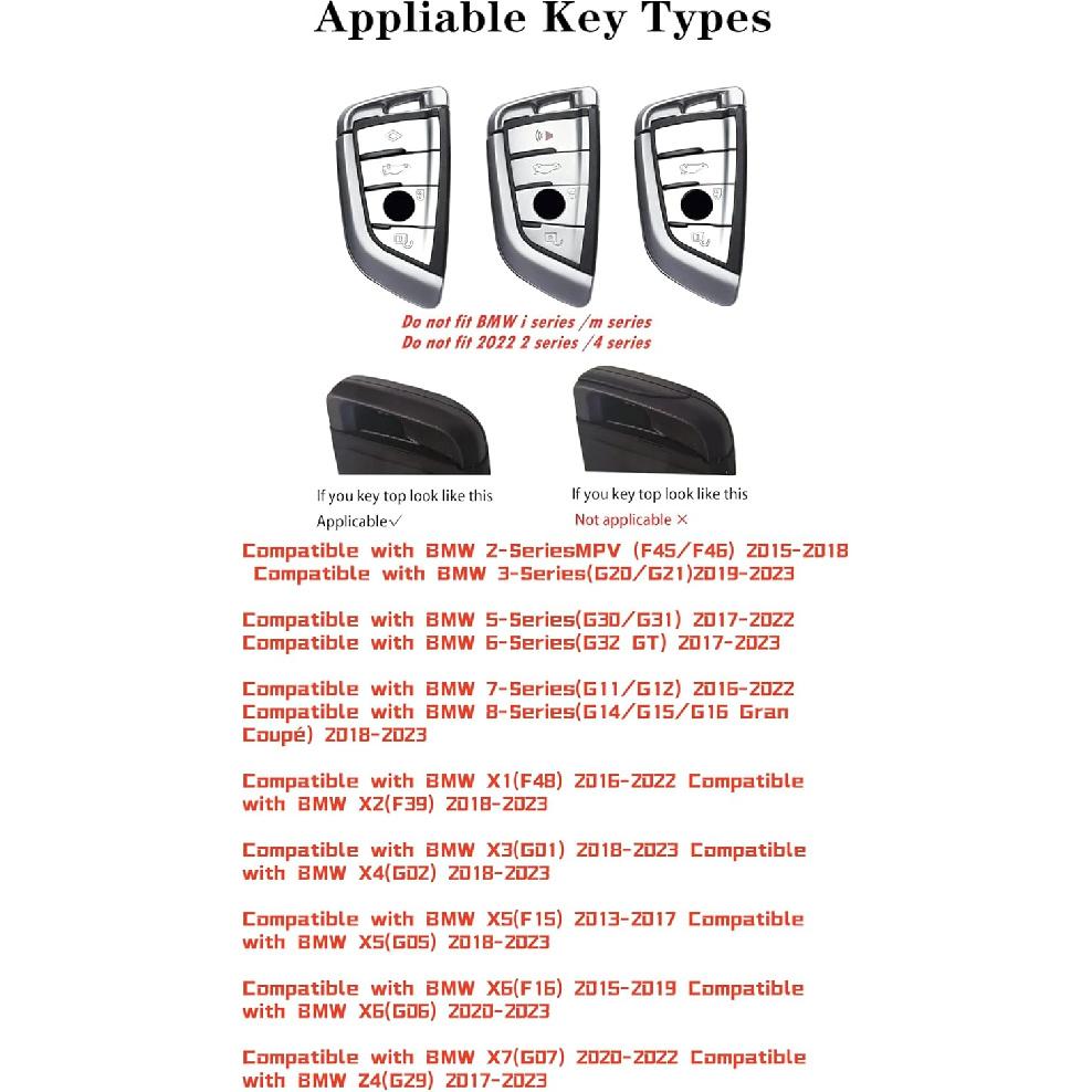 Carbon Fiber Key Fob Cover Case Metal Shell Cover Compatible For BMW 5 6 7 Series X1 X2 X3 X5 X6 X7 (Gunmetal