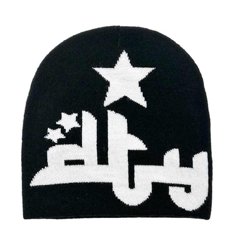 Women Knit Beanie Hats Warm Ear Protector Hat Teens Jacquard Star Handmade Hat