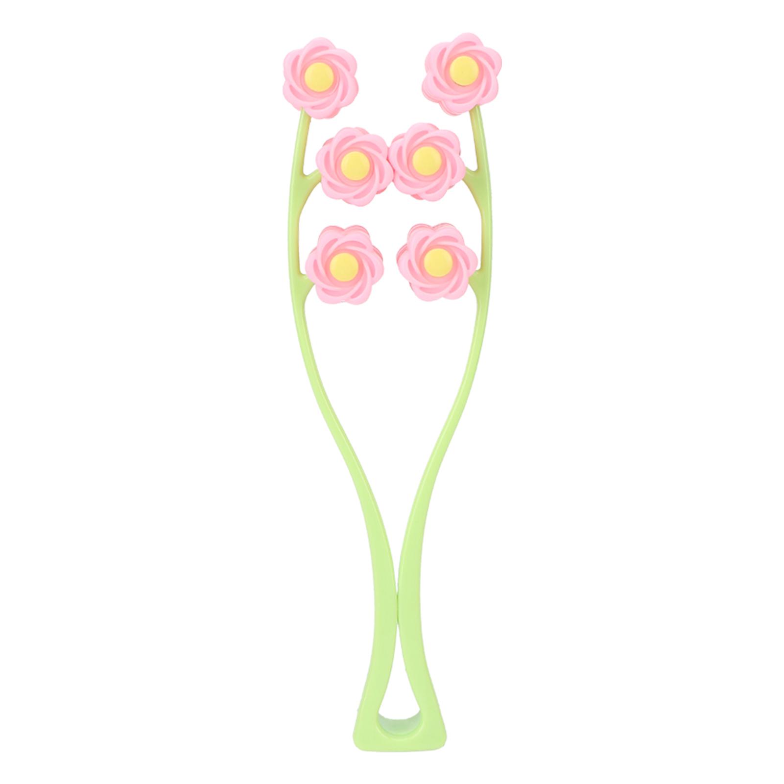 

Роликовый массажер для лица Несколько роликов Вогнутые Выпуклые частицы Удобная ручка Несколько роликов V-образной формы розовый