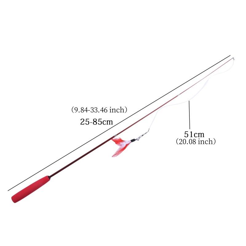 Interactive Cat Feather Toy Feather Teaser Stick Wand Pet Retractable Feather Bell Refill Replacement Catcher Product for Kitten