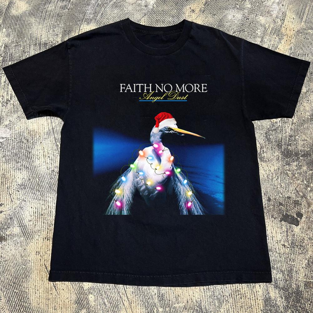 Rare Faith No More Santa Angel Dust Merry Christmas Black All Size Shirt Unisex T-Shirt M
