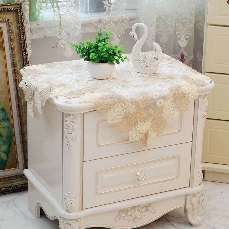 

Кружевная прикроватная тумбочка в европейском стиле, скатерть в американском стиле, чехол для прикроватной тумбочки, маленькое квадратное полотенце, сетчатая накидка, ткань, спальня, пылезащитный, чисто белый Organza -518 Large size 83*83 square * 1