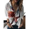 Sommer Minimalistisches Hemd mit Digitalem Blumenprint Knopfleistenhemd Oberteil für Damen Hawaiianischer Strandurlaub Lässiges Hemd