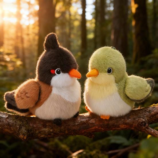 Magnetic Canary Plush Toy 13cm Realistic Finch Bird Lovely Bird Series Figurine Soft Stuffed Animal for Kids Collectors