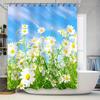 Stylish Daisy Shower Curtain for Bathroom - Large Daisy Print Waterproof Fabric Shower Curtain with Nature Scene for Home Decor